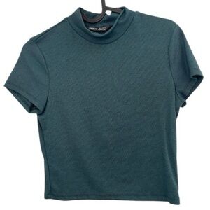 SHEIN Women’s Green Short-Sleeve Mock Neck Crop Top Size Small